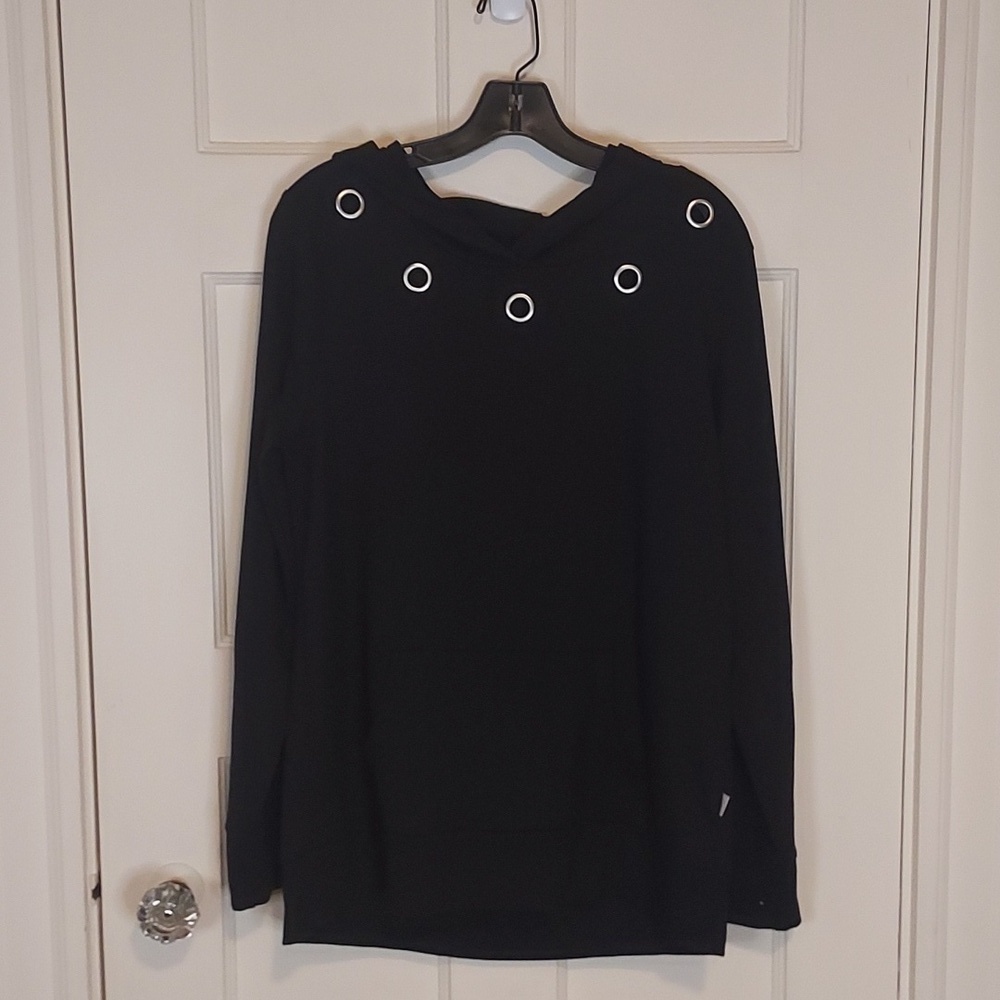 Marika Grommet Detail Hoodied Terry Top